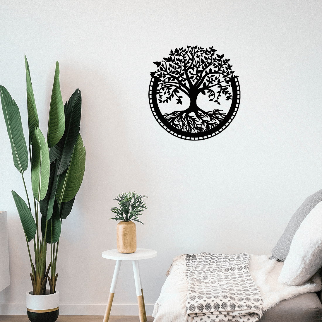 1 piece of metal wall decoration - Tree of Life, Yin and Yang 3D silhouette, metal wall hanging, home decoration sculpture
