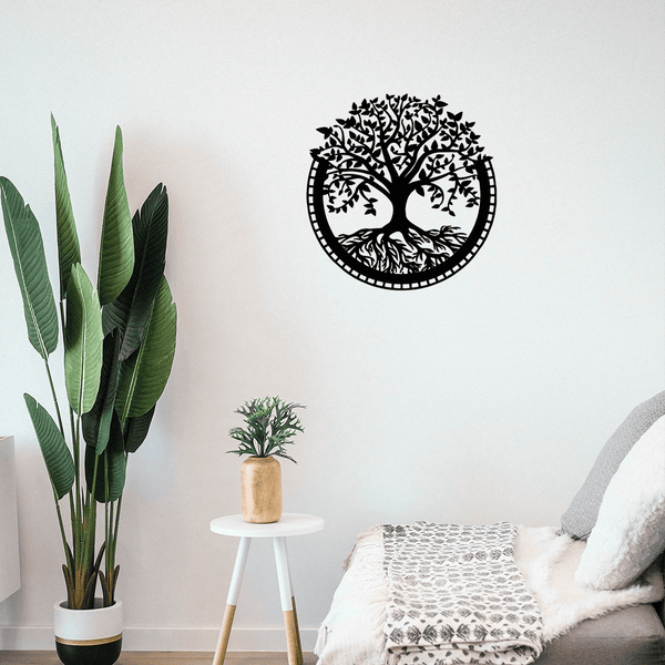 1 piece of metal wall decoration - Tree of Life, Yin and Yang 3D silhouette, metal wall hanging, home decoration sculpture