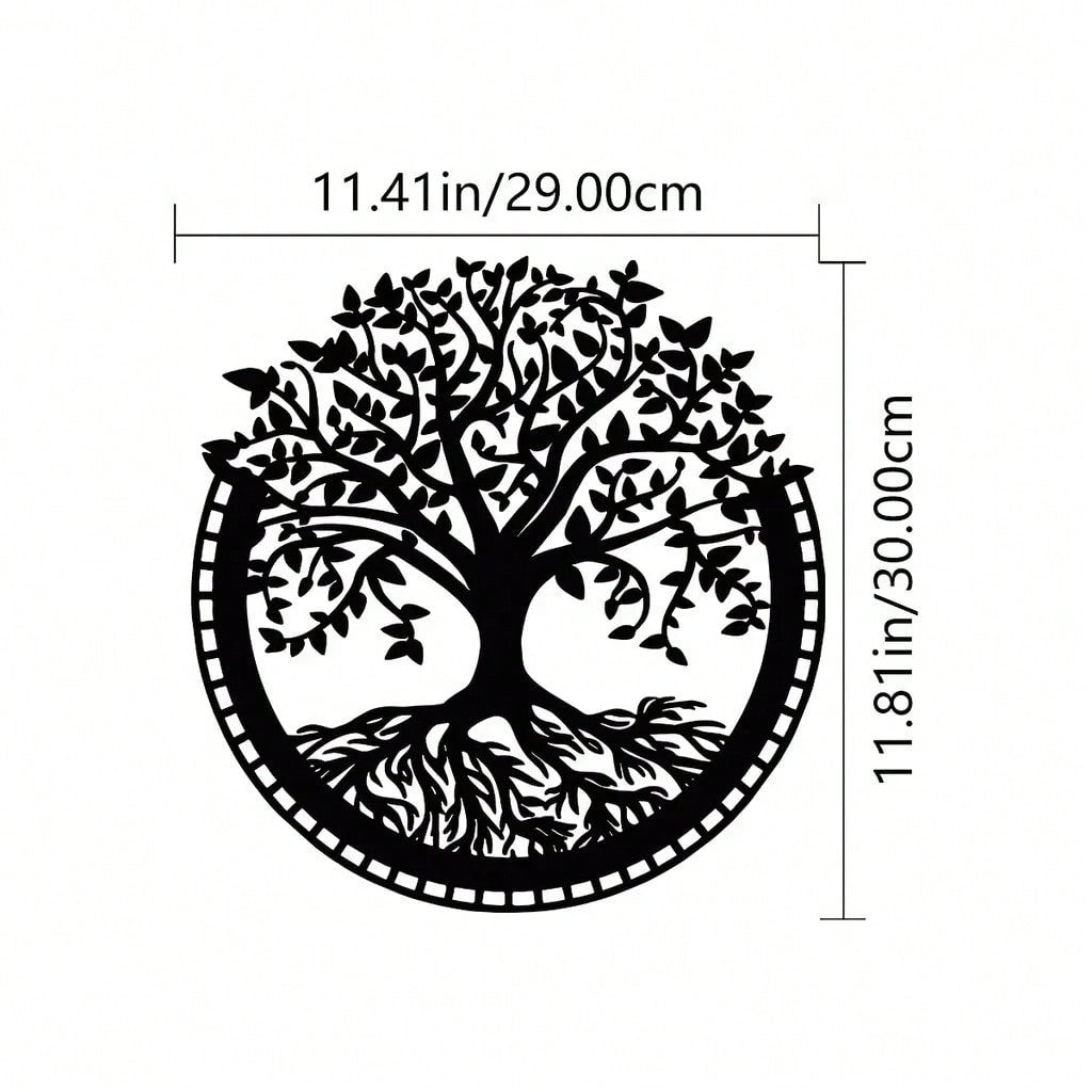1 piece of metal wall decoration - Tree of Life, Yin and Yang 3D silhouette, metal wall hanging, home decoration sculpture