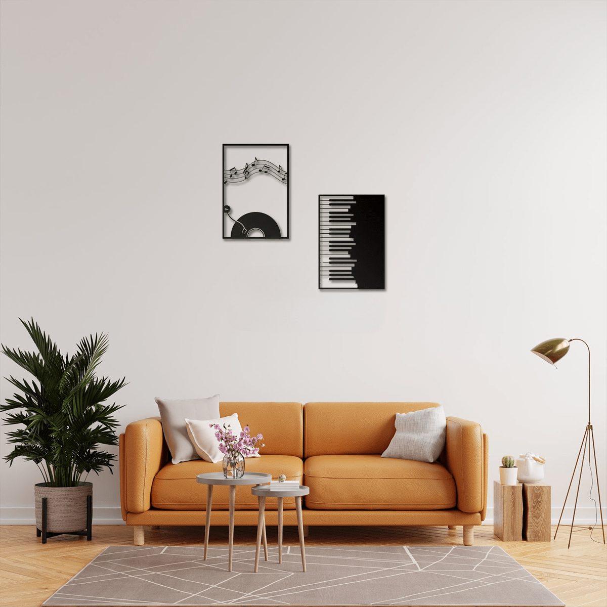 2 Pcs Music Metal Wall Decor - Black Treble Clef And Music Notes Metal Wall Art Decor