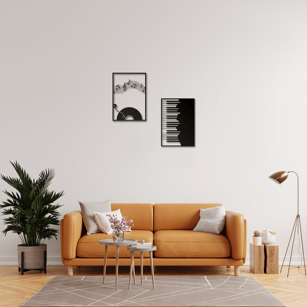 2 Pcs Music Metal Wall Decor - Black Treble Clef And Music Notes Metal Wall Art Decor