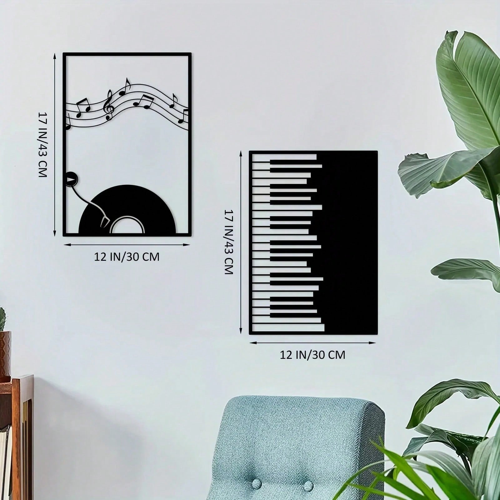 2 Pcs Music Metal Wall Decor - Black Treble Clef And Music Notes Metal Wall Art Decor
