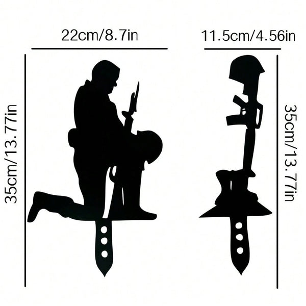 2-Piece Wehrmacht Metal Wrought Iron Garden Decorative Placement Garden Sign Commemorative Ornament