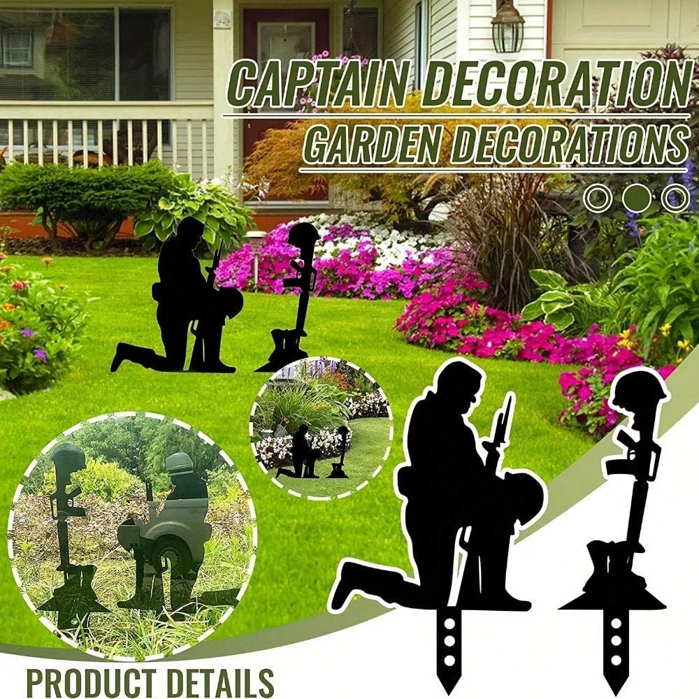 2-Piece Wehrmacht Metal Wrought Iron Garden Decorative Placement Garden Sign Commemorative Ornament