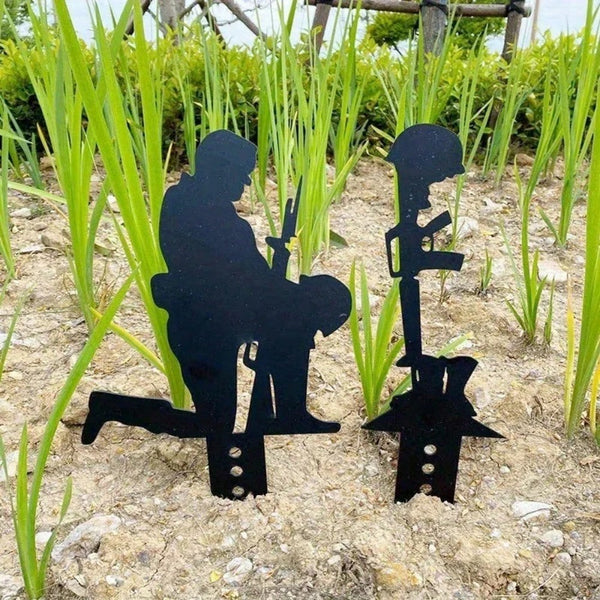 2-Piece Wehrmacht Metal Wrought Iron Garden Decorative Placement Garden Sign Commemorative Ornament