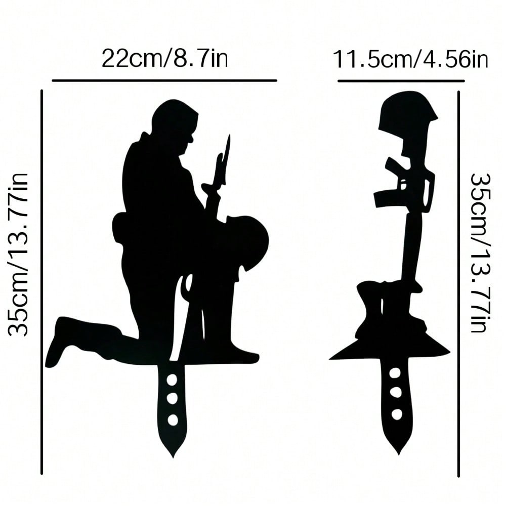 2-Piece Wehrmacht Metal Wrought Iron Garden Decorative Placement Garden Sign Commemorative Ornament