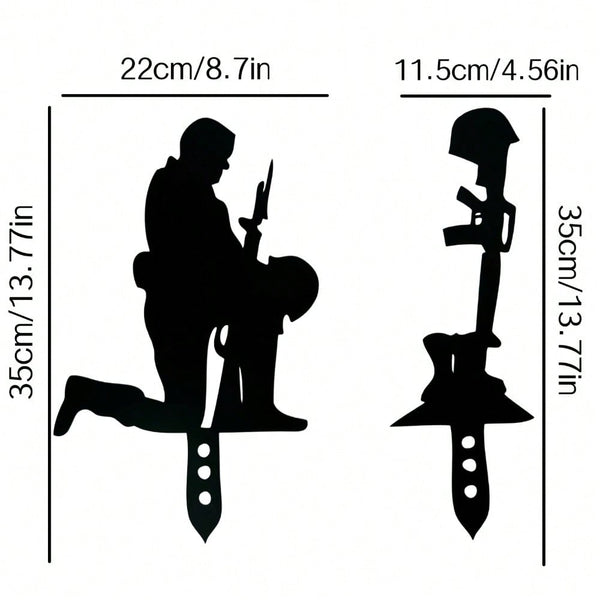 2-Piece Wehrmacht Metal Wrought Iron Garden Decorative Placement Garden Sign Commemorative Ornament
