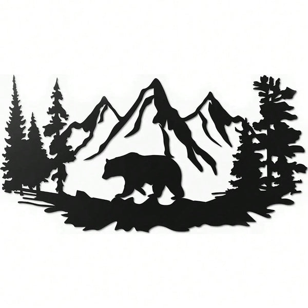1 Metal Bear Wall Decoration: Country Forest wall decoration, vintage metal forest artwork, home decoration, metal wall hanging