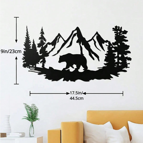 1 Metal Bear Wall Decoration: Country Forest wall decoration, vintage metal forest artwork, home decoration, metal wall hanging