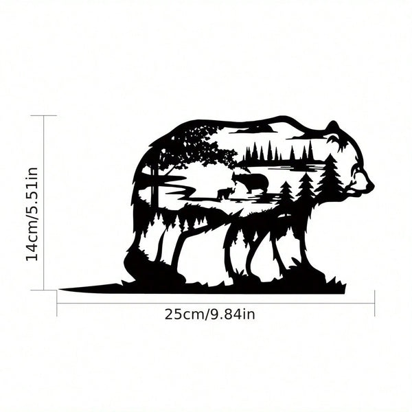 1 Metal Bear Wall Decoration: Country Forest wall decoration, vintage metal forest artwork, home decoration, metal wall hanging