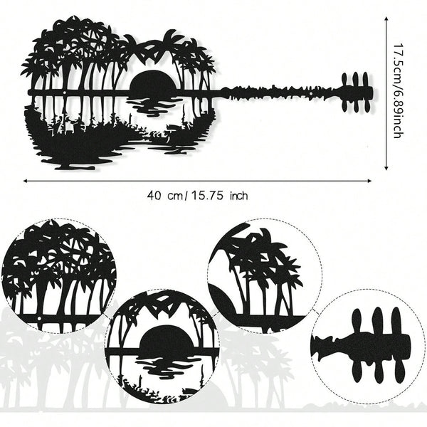 1 piece of creative metal guitar wrought iron wall hanging: indoor living room, bedroom, bathroom, kitchen wall decoration, home decoration wrought iron wall decoration