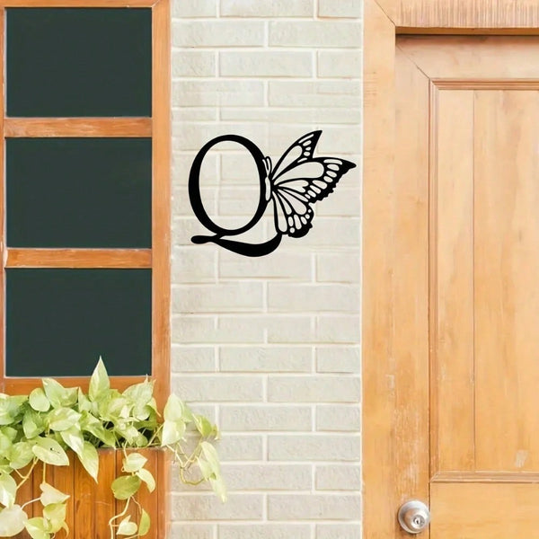 1 piece butterfly pattern 26 letter combination metal plate, metal wall decoration, letter wall decoration, wedding background card DIY gift, home art gift, female artwork, suitable for home, living room, yard or garden decoration, balcony