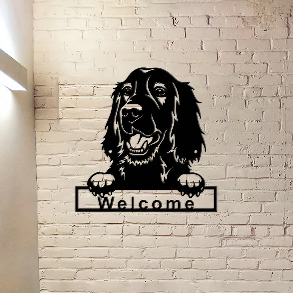 1PC Irish Setter Dog Welcome Wall Sign, Metal Wall Art Ornament, Nostalgic Wall Decoration Dog Retro Metal Tin, Coffee Tin Sign