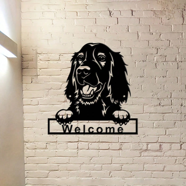 1PC Irish Setter Dog Welcome Wall Sign, Metal Wall Art Ornament, Nostalgic Wall Decoration Dog Retro Metal Tin, Coffee Tin Sign