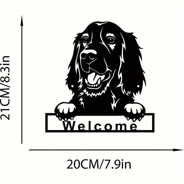 1PC Irish Setter Dog Welcome Wall Sign, Metal Wall Art Ornament, Nostalgic Wall Decoration Dog Retro Metal Tin, Coffee Tin Sign