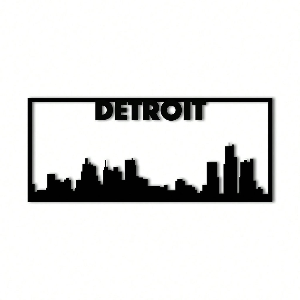 1PC Detroit City Skyline Landscape - Stunning Metal Art Wall Sign | Beautiful Home Decor Accent | Urban Cityscape Decoration