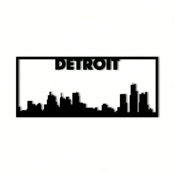 1PC Detroit City Skyline Landscape - Stunning Metal Art Wall Sign | Beautiful Home Decor Accent | Urban Cityscape Decoration