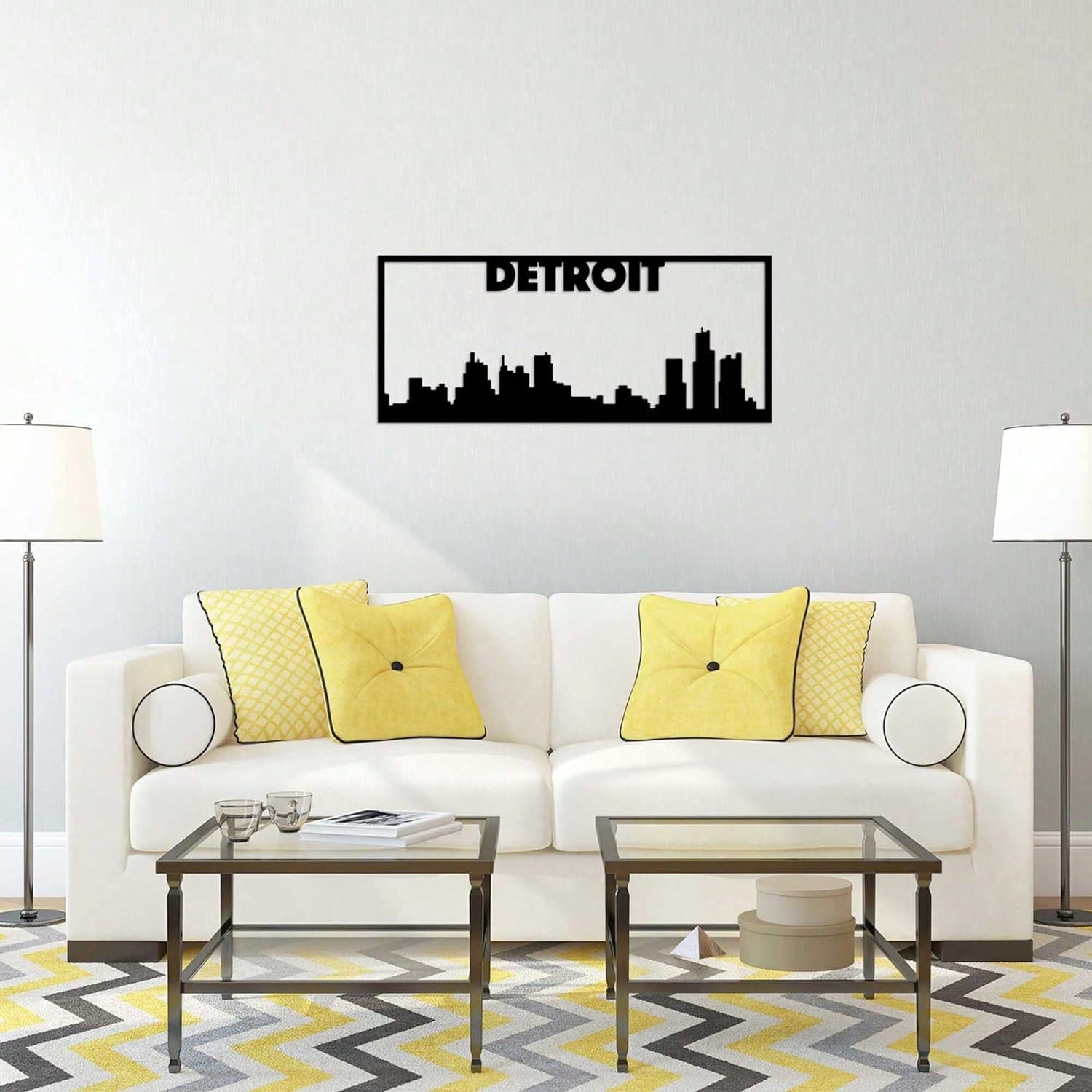 1PC Detroit City Skyline Landscape - Stunning Metal Art Wall Sign | Beautiful Home Decor Accent | Urban Cityscape Decoration