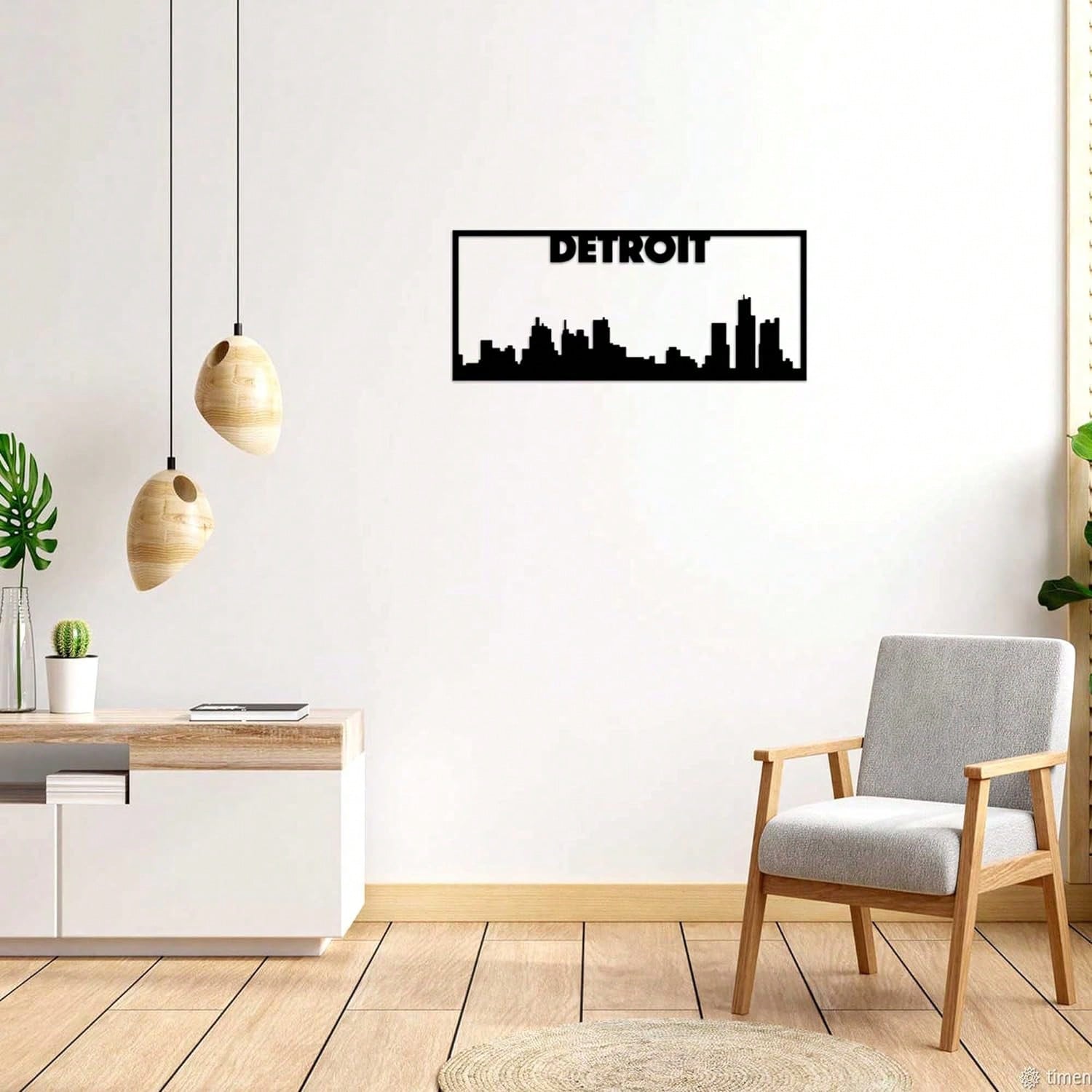 1PC Detroit City Skyline Landscape - Stunning Metal Art Wall Sign | Beautiful Home Decor Accent | Urban Cityscape Decoration