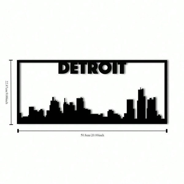 1PC Detroit City Skyline Landscape - Stunning Metal Art Wall Sign | Beautiful Home Decor Accent | Urban Cityscape Decoration