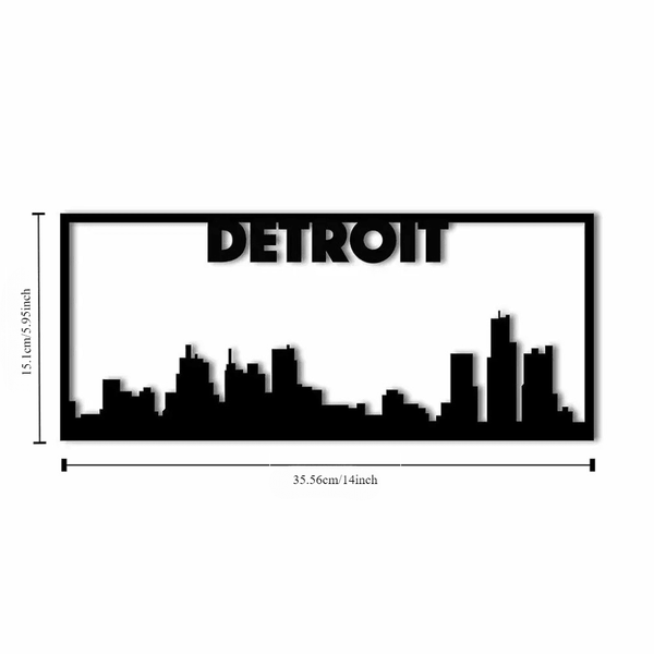 1PC Detroit City Skyline Landscape - Stunning Metal Art Wall Sign | Beautiful Home Decor Accent | Urban Cityscape Decoration