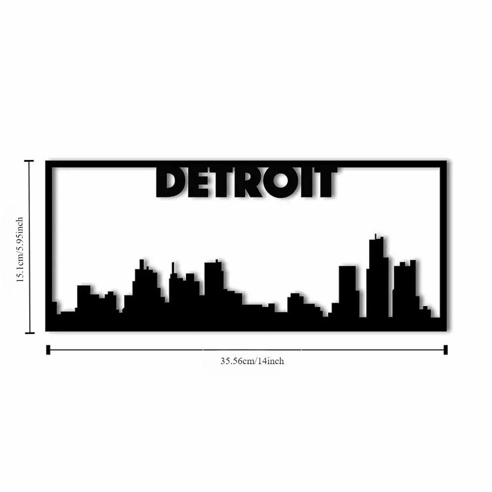 1PC Detroit City Skyline Landscape - Stunning Metal Art Wall Sign | Beautiful Home Decor Accent | Urban Cityscape Decoration