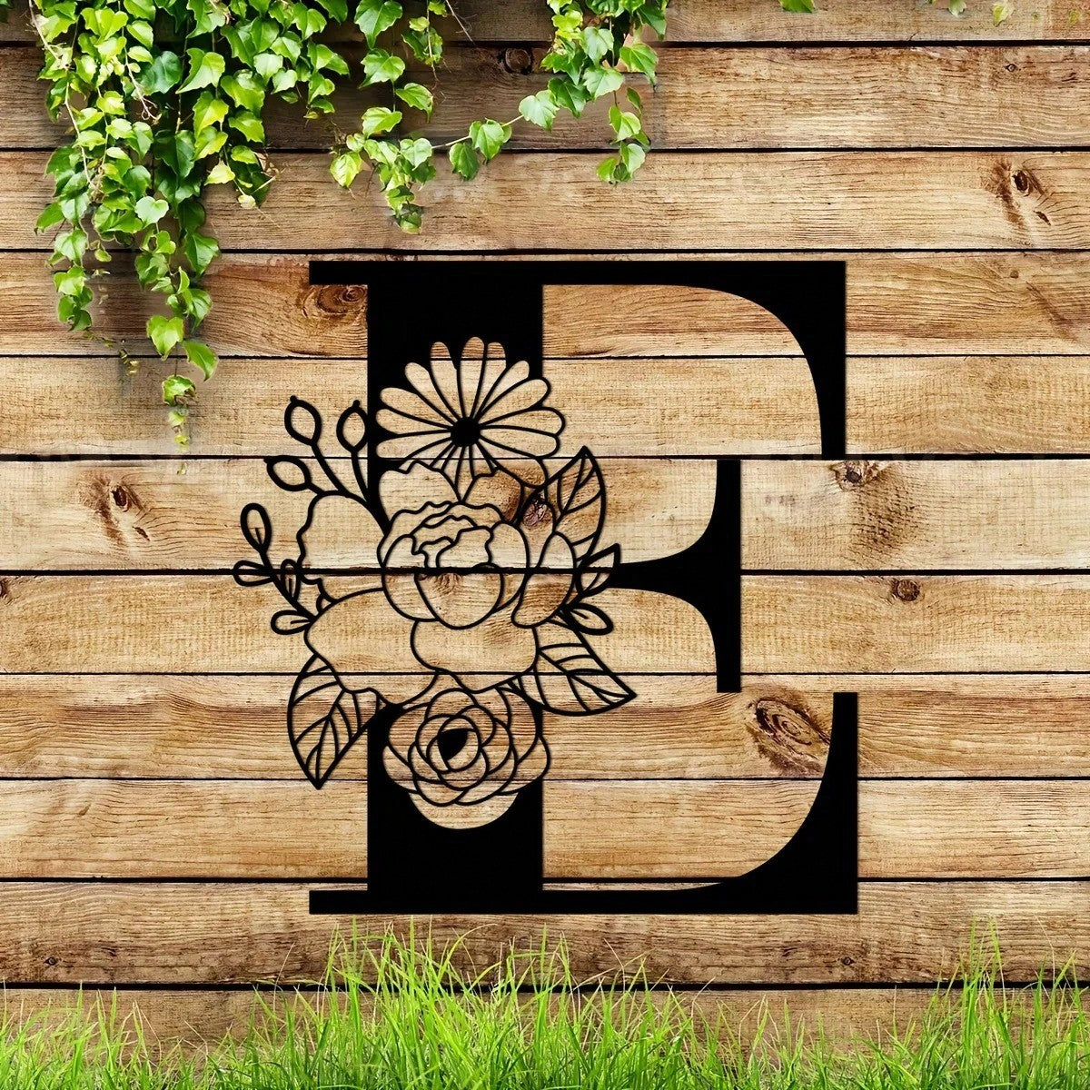 1 piece of flower letter metal plate, metal wall decoration, flower capital letter wall decoration, DIY room wall letters, background card
