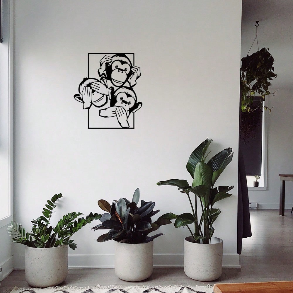 1件椰子主题装饰/猴子墙饰，铁艺工艺品，卧室装饰贴纸壁画，现代墙面装饰