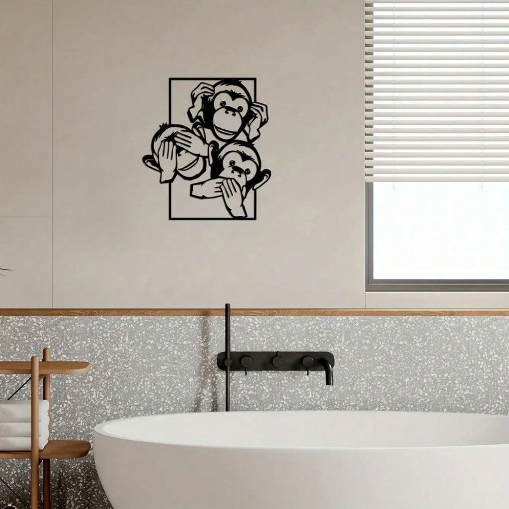 1件椰子主题装饰/猴子墙饰，铁艺工艺品，卧室装饰贴纸壁画，现代墙面装饰