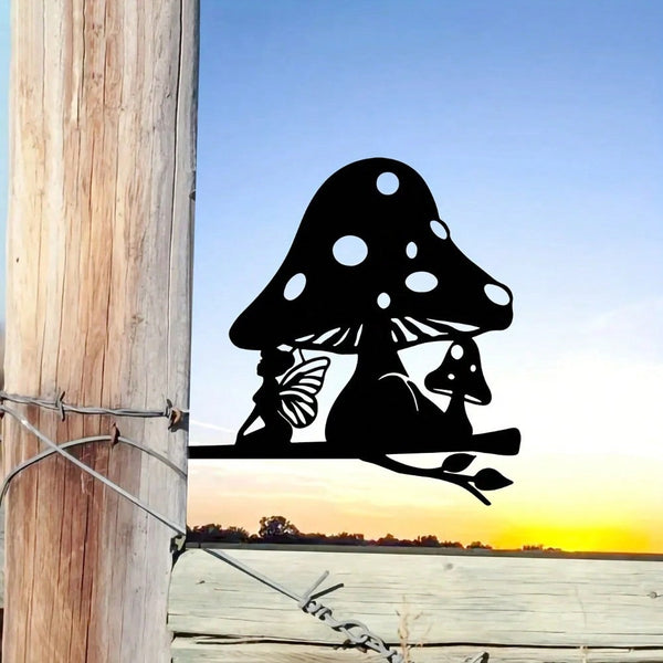 1 piece mushroom branch/eagle flying wrought iron silhouette metal wall decoration home garden patio outdoor statue stack decoration