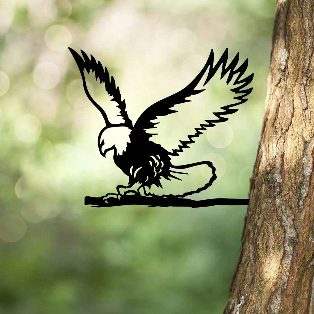 1 piece mushroom branch/eagle flying wrought iron silhouette metal wall decoration home garden patio outdoor statue stack decoration