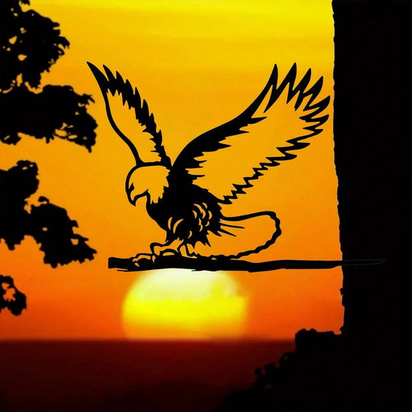 1 piece mushroom branch/eagle flying wrought iron silhouette metal wall decoration home garden patio outdoor statue stack decoration