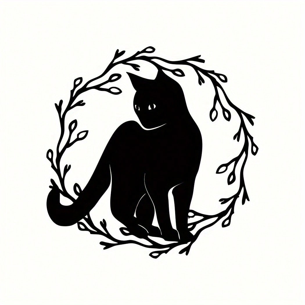 A beautiful and modern cute black cat metal wall decoration, a home decoration for cat lovers, suitable for bedrooms, living rooms and other home decorations, adding a special touch of color to your home. Secondary image