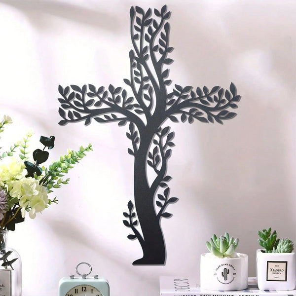 1 Piece Metal Black Cross Wall Decor - Cross Wall Decor For Living Room, Kitchen And Home Decor - Metal Wall Decor