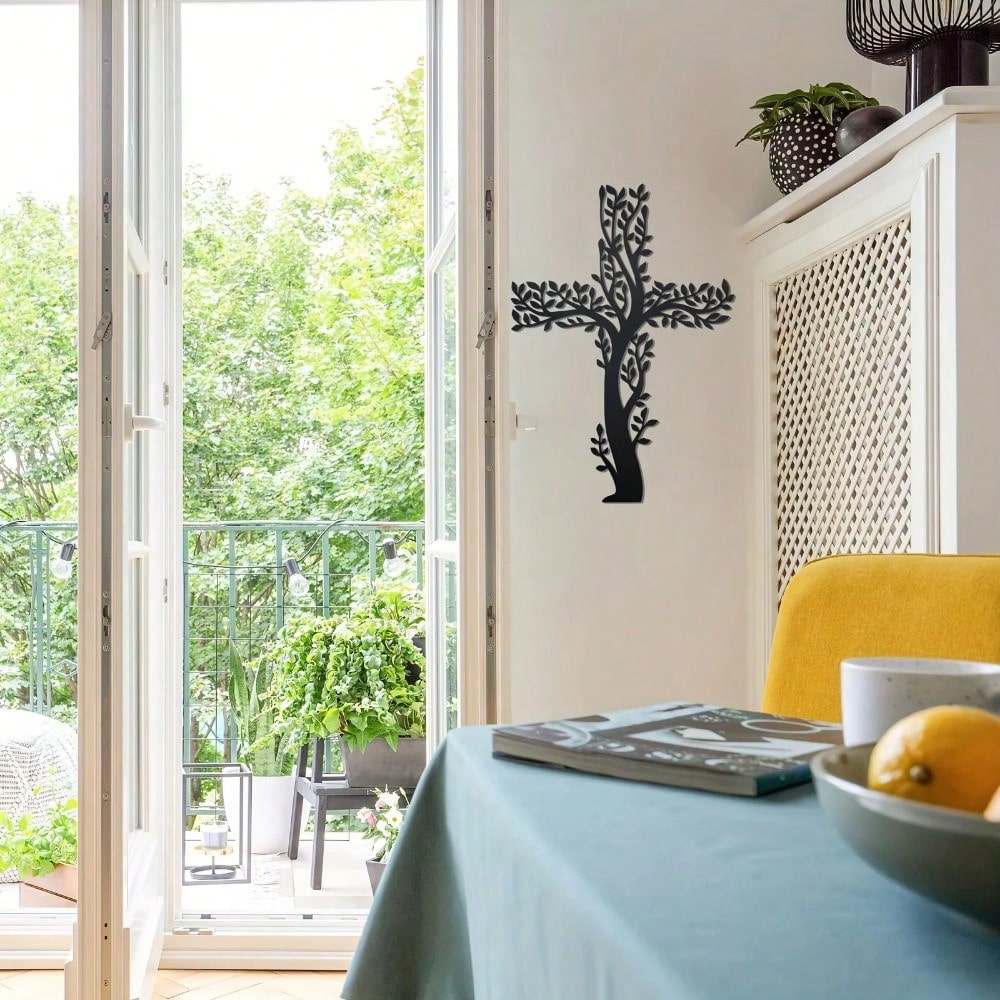 1 Piece Metal Black Cross Wall Decor - Cross Wall Decor For Living Room, Kitchen And Home Decor - Metal Wall Decor