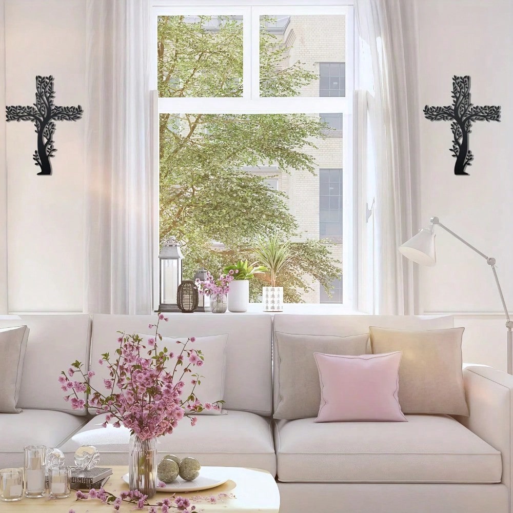1 Piece Metal Black Cross Wall Decor - Cross Wall Decor For Living Room, Kitchen And Home Decor - Metal Wall Decor