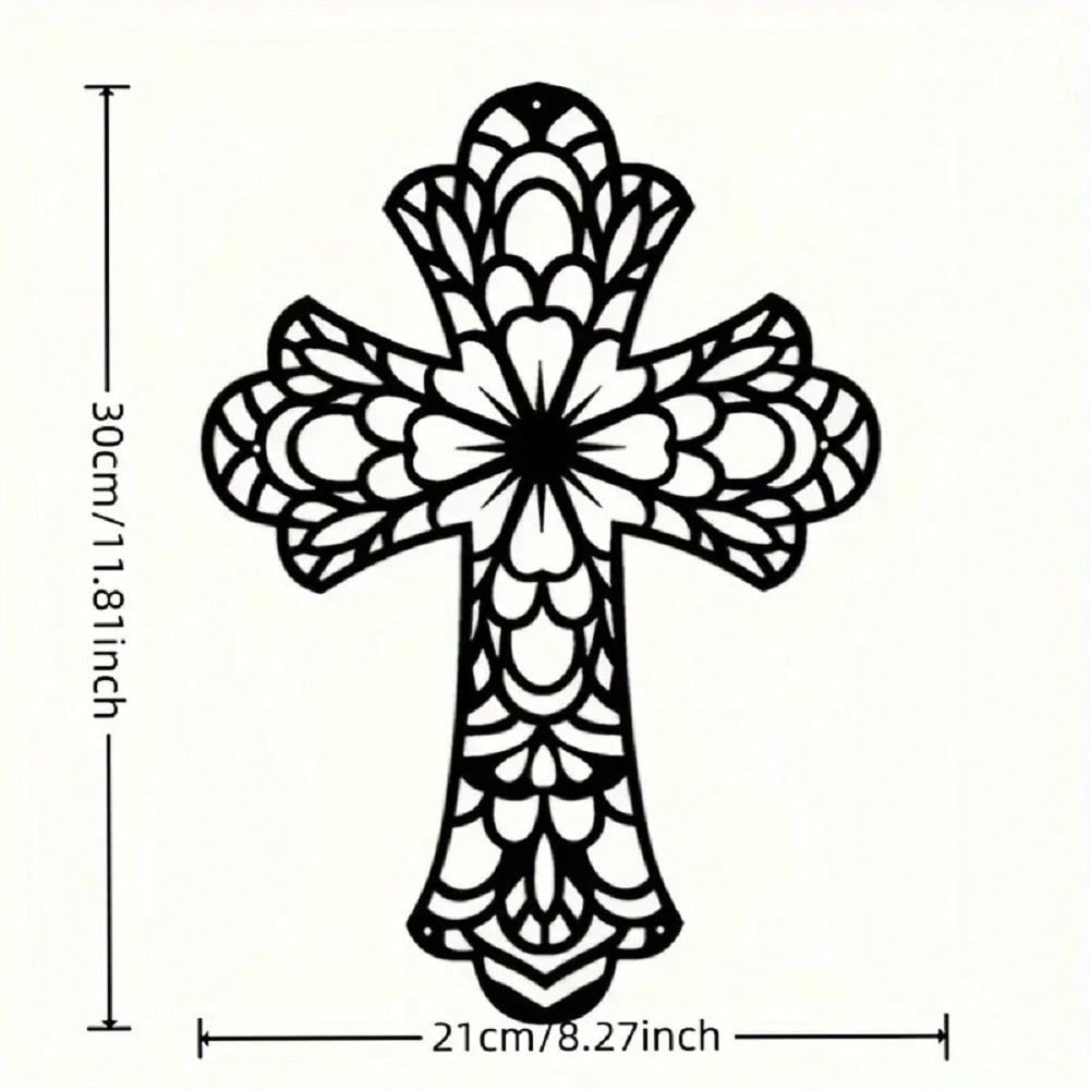 1 Piece Metal Black Cross Wall Decor - Cross Wall Decor For Living Room, Kitchen And Home Decor - Metal Wall Decor