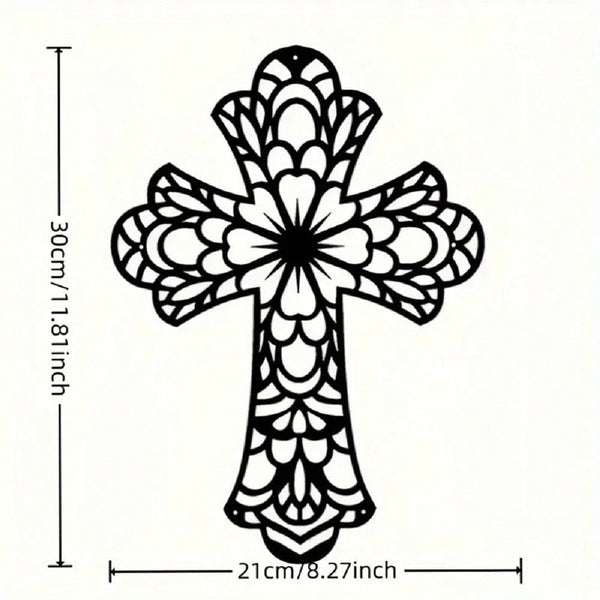 1 Piece Metal Black Cross Wall Decor - Cross Wall Decor For Living Room, Kitchen And Home Decor - Metal Wall Decor
