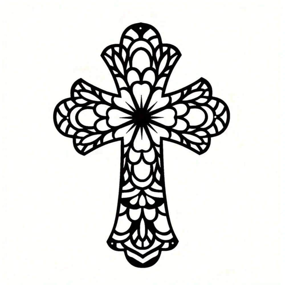 1 Piece Metal Black Cross Wall Decor - Cross Wall Decor For Living Room, Kitchen And Home Decor - Metal Wall Decor