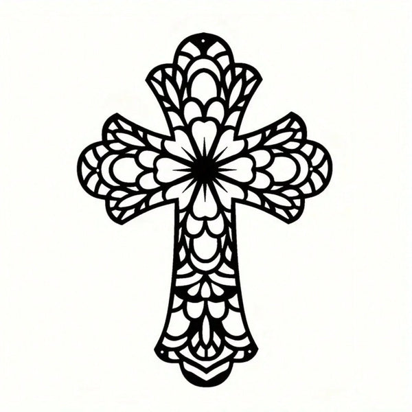 1 Piece Metal Black Cross Wall Decor - Cross Wall Decor For Living Room, Kitchen And Home Decor - Metal Wall Decor