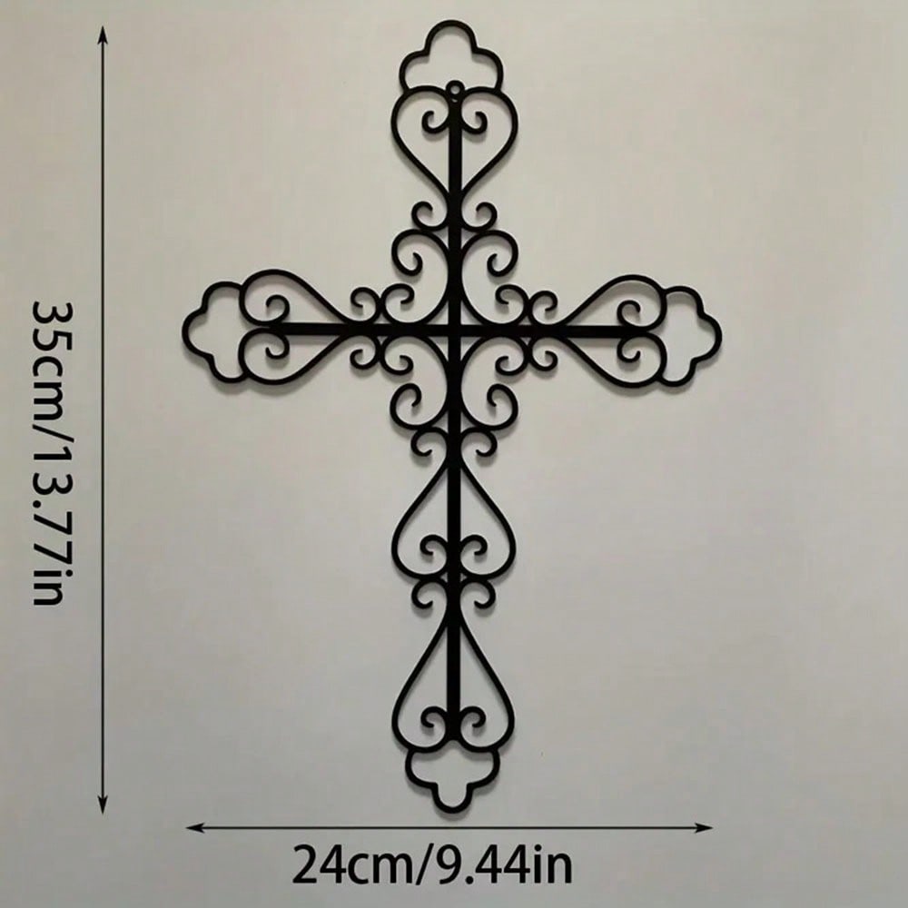1 Piece Metal Black Cross Wall Decor - Cross Wall Decor For Living Room, Kitchen And Home Decor - Metal Wall Decor