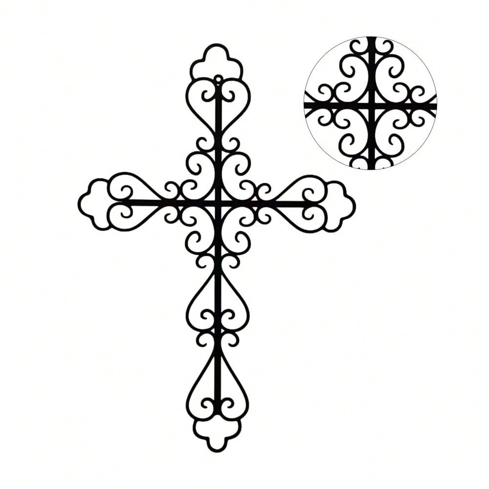 1 Piece Metal Black Cross Wall Decor - Cross Wall Decor For Living Room, Kitchen And Home Decor - Metal Wall Decor