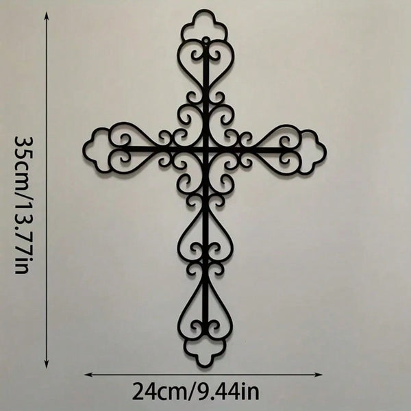 1 Piece Metal Black Cross Wall Decor - Cross Wall Decor For Living Room, Kitchen And Home Decor - Metal Wall Decor