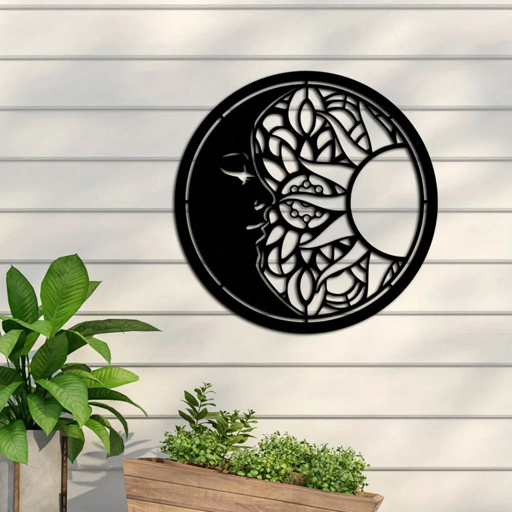 1 piece of metal sun and moon art wall decoration, sun and moon metal wall decoration, metal sun and moon class logo wall decoration, metal wall hanging
