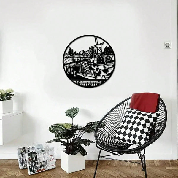 1-Piece Rooster and Cow Metal Wall Decorations: Modern Farmhouse Style Farm Animal Decorations, Hanging Artwork by HelloYoung