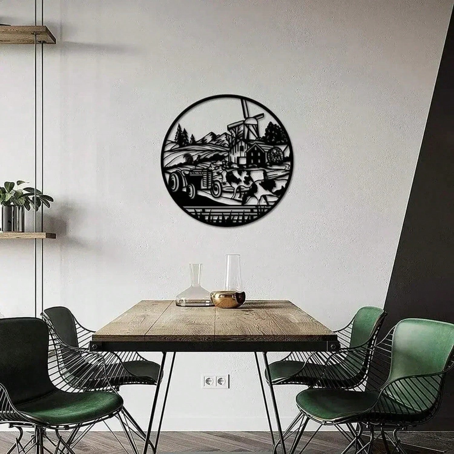 1-Piece Rooster and Cow Metal Wall Decorations: Modern Farmhouse Style Farm Animal Decorations, Hanging Artwork by HelloYoung