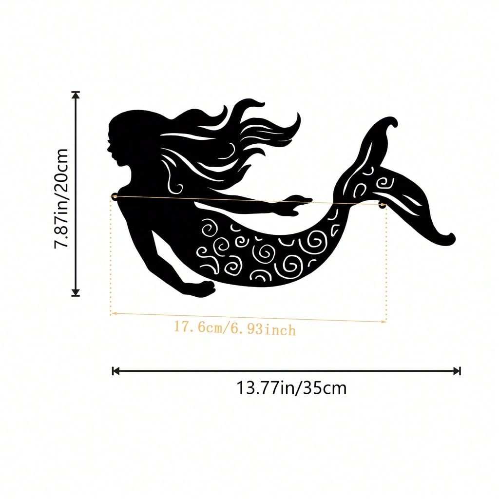 1PC Mermaid Metal Wall Art Decor Rustic Hanging Mermaid Wall Decor Ocean Themed Mermaid Decorations Mermaid Sculpture
