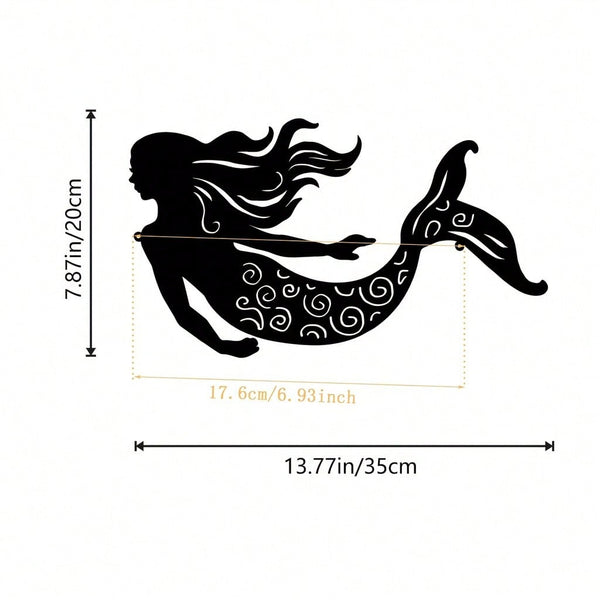 1PC Mermaid Metal Wall Art Decor Rustic Hanging Mermaid Wall Decor Ocean Themed Mermaid Decorations Mermaid Sculpture