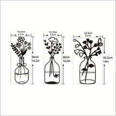 CIFbuy™ Modern Charming 3-Pcs Black Metal Flowers Wall Decor - Delightful Metal Vase Wall Art & Sculptures, Transform Kitchen/Bathroom/Bedroom into Cozy Retreats - Wall Sculptures