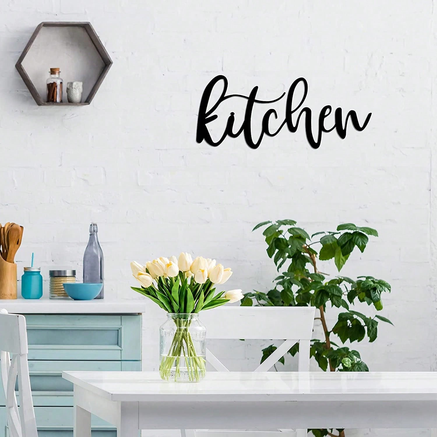 1PC Kitchen Metal Cutout Signs, Metal Kitchen Word Wall Decor, Art Kitchen, Home Restaurant Dining Room Kitchen Wall Decor